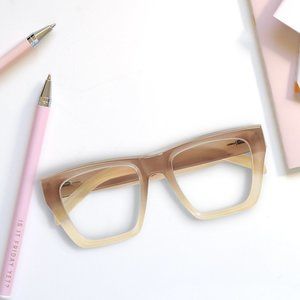 Trendy Oversized Reading Glasses (+2.00D) - Ombre light brown